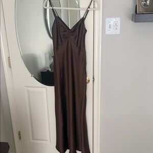 Satin Chocolate Brown Slip Dress